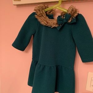 Faux fur dress with bow